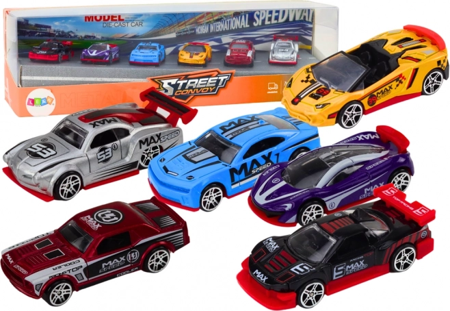 Fém sportautó készlet 1:64, vegyes 6 db