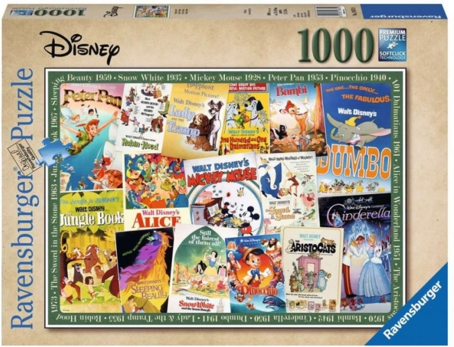Puzzle Disney Vintage Filmplakátok 1000 db Ravensburger