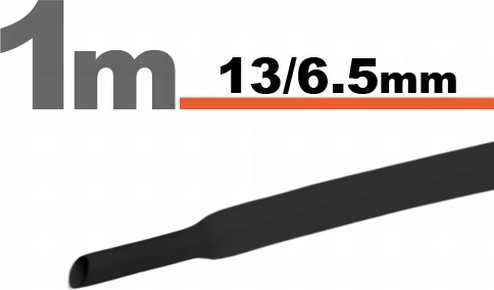 Fekete zsugorcső 13 / 6,5 mm