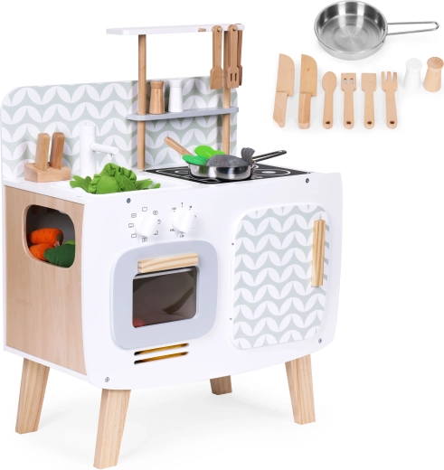 Retro fa játékkonyha sütővel, égőkkel és mosogatóval – ECOTOYS