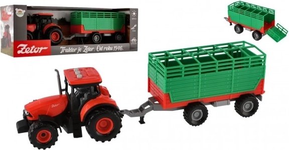 Zetor traktor pótkocsival, műanyag, 36 cm, fénnyel és hanggal