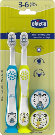 Chicco gyermek fogkefe szett tigris és panda 3–6 év 2 db