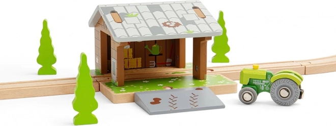 Bigjigs Rail fa istálló a sínpályán