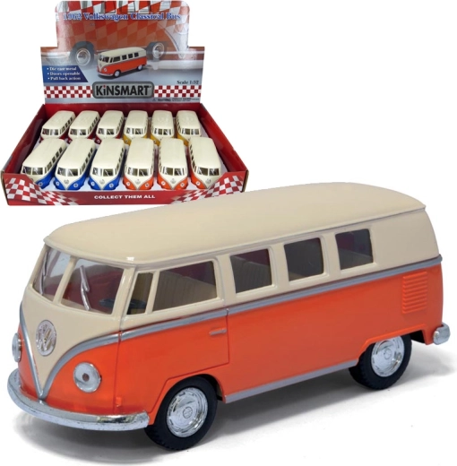 Fém kisautó modell 1962 Volkswagen Classical Bus krémszínű tetővel