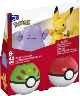 mega pokémon poké labda pikachu és ditto – építőkészlet 42 darab