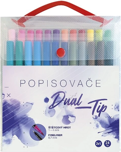 Concorde Dual‑Tip filctoll készlet, 24 szín dobozban