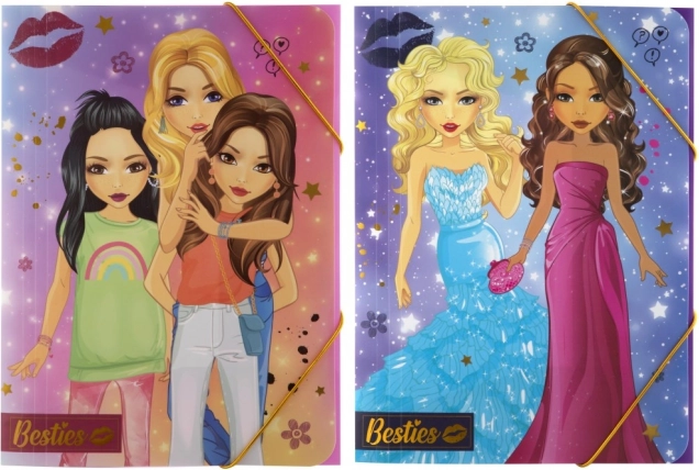 A4-es iskolai mappa áthidaló gumival Besties