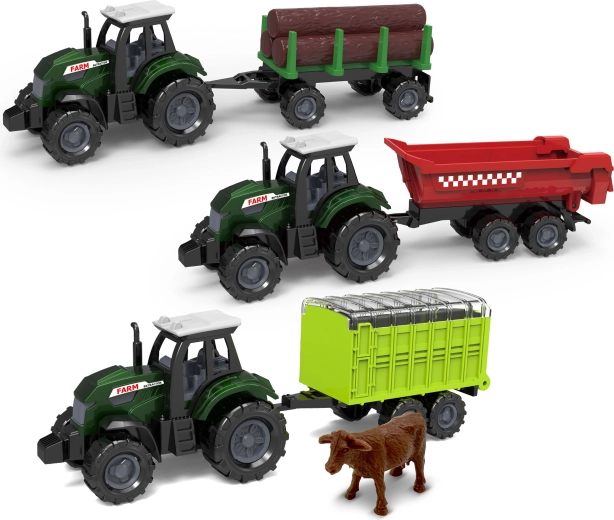 Fém/műanyag traktor pótkocsival, 17 cm – 1 darab