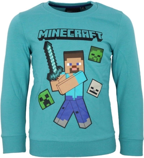 Türkiz Minecraft kapucnis pulóver