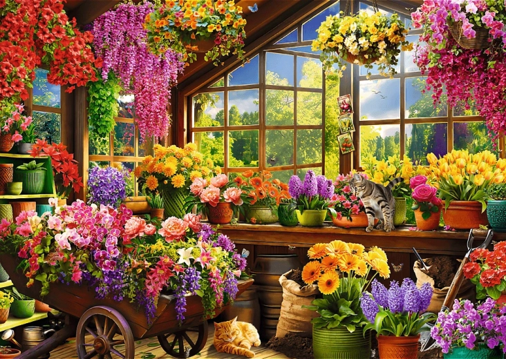 TREFL Puzzle Premium Plus Tea Time: Tavaszi előkészületek 1000 darab
