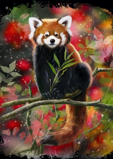 Puzzle Panda vörös az ágon 1000 darab