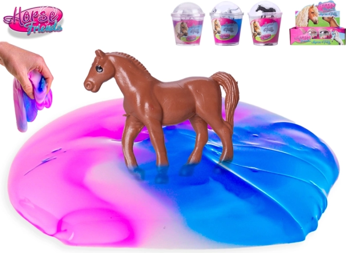 HORSE FRIENDS lófigurás slime pohárban