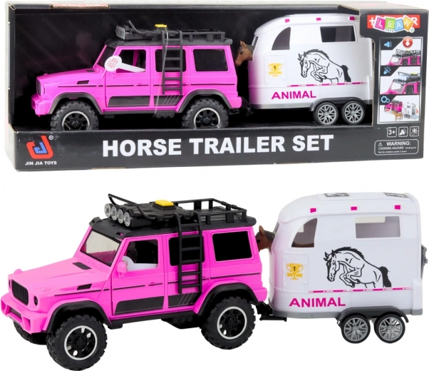 Terepjáró lószállító utánfutóval, fénnyel és hangokkal