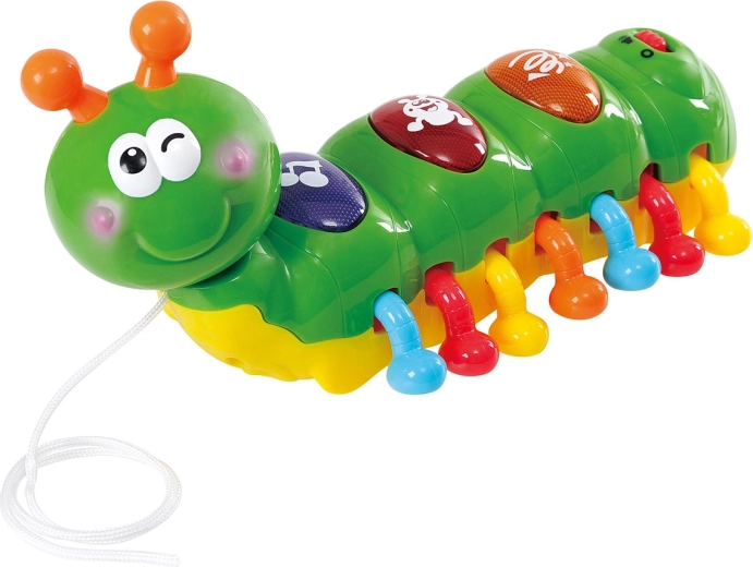 Zenélő hernyó fényeffektusokkal, 21 cm