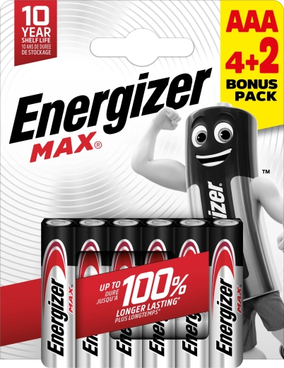 Energizer Max AAA alkáli elemek 6 db (4+2 ingyen)