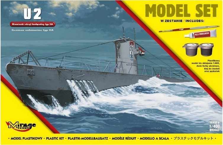 U-Boot IIA U2 tengeralattjáró makett 1:400 méretarányban – készlet
