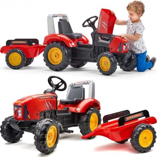 pedálos traktor pótkocsival, Red Supercharger, 3 éves kortól