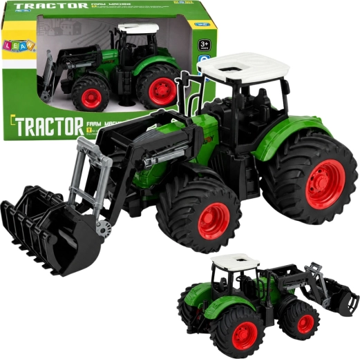 Farmtraktor homlokrakodóval 1:24, gumírozott kerekek, zöld