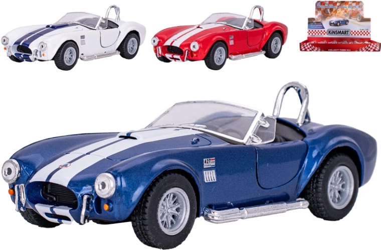 Kinsmart fém modell, 1965-ös Shelby Cobra 427, lendkerekes, 13 cm