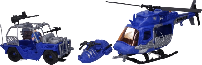 Rendőr játék készlet figurákkal és helikopterrel
