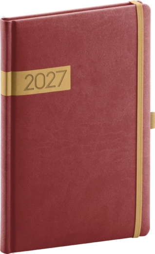Notique heti határidőnapló Twill 2027 bordó-arany 15 × 21 cm