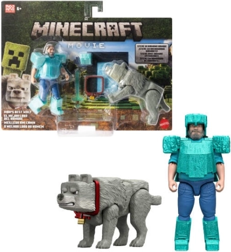 Minecraft figurák Steve és farkas – 2 db-os szett