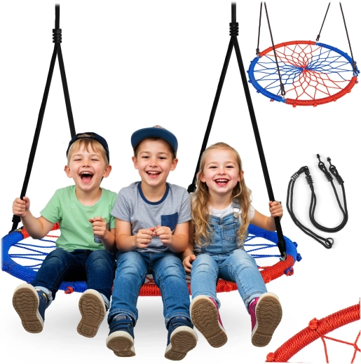 Swingo függő fészekhinta 95 cm, kék-piros Neo-Sport