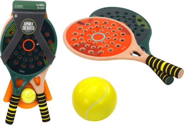 Padel Green Beige PU Ball Yellow 2 ütős szett gyerekeknek játékhoz