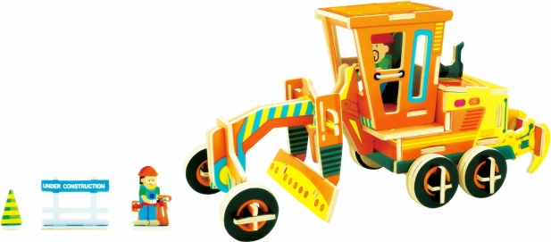 Fából készült 3D kirakó gréder ROBOTIME (48 elem)