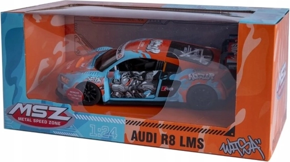 MSZ Audi R8 LMS autómodell hangeffektussal, világoskék