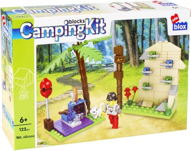Kemping építőkészlet – mászófal és minifigura, 122 elem