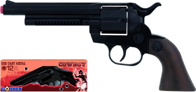 Fekete fém cowboy revolver 12 törés