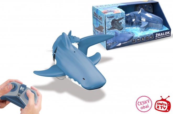 RC cápa vízbe, 35 cm, 2,4 GHz távirányítással és USB töltéssel