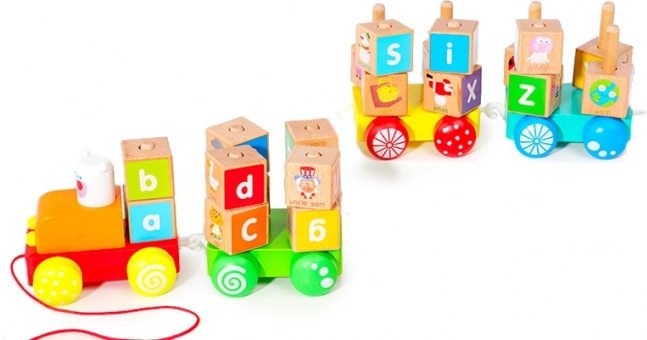 Fa vonat oktatójáték Ecotoys-féle ábécés kockákkal