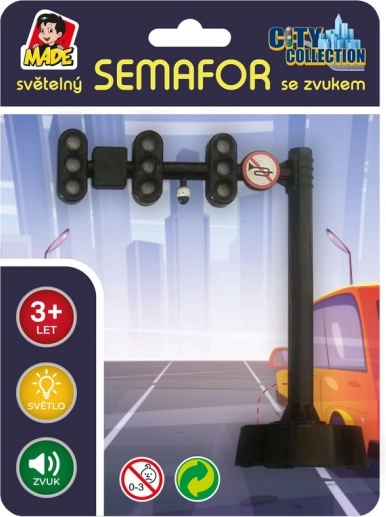 Közlekedési lámpa fény- és hanghatásokkal