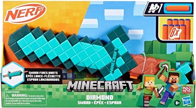 Nerf Minecraft gyémántkard Diamond sword habszivacs lövedékekkel - 1 db