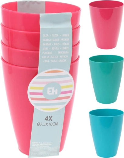 Műanyag pohár, vegyes színek, 4 db