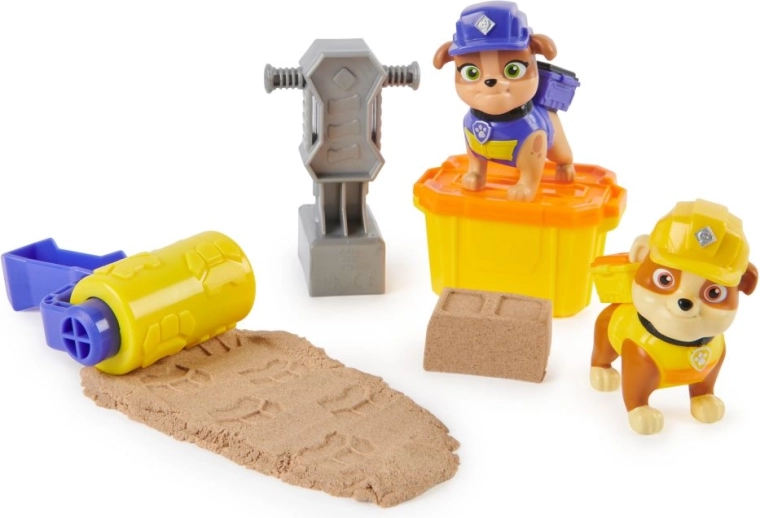 Psi Patrol Rubble & Crew építőkészlet Rubble-lel és Mixszel, Kinetic Sanddel és kiegészítőkkel