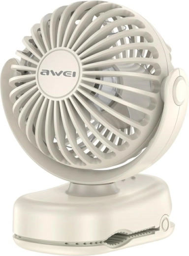Awei F45 mini asztali ventilátor csipesszel, fehér