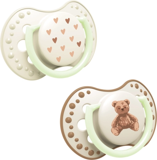 LOVI világító szilikon dinamikus cumi Teddy love 6–18 hó, 2 db