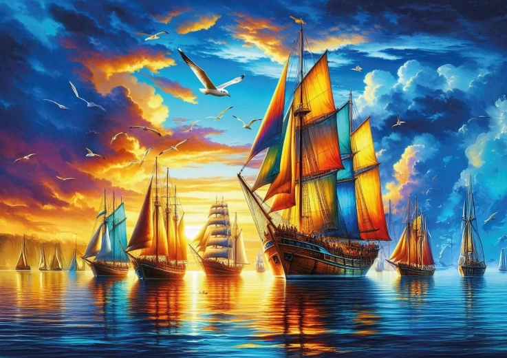 Színes vitorlások kikötője puzzle 500 darabos