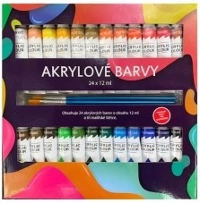 Akrilfestékek 24×12 ml ecsetekkel, kerámiára, üvegre, fára és papírra