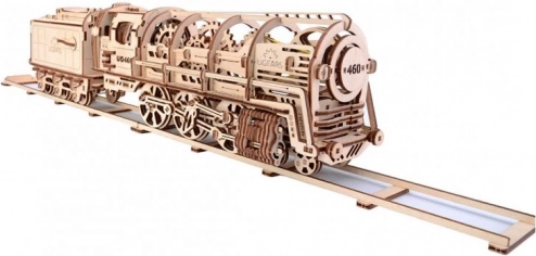 Mechanikus fa puzzle UGEARS - Gőzmozdony tendervel