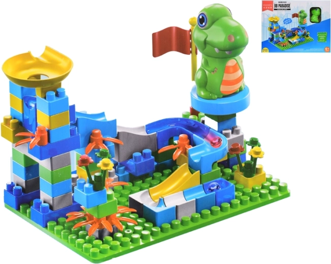 Építőkészlet pályával és állatkával, 91 darab