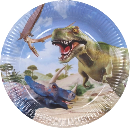 Papír parti tányérok DINO 23 cm, 6 db