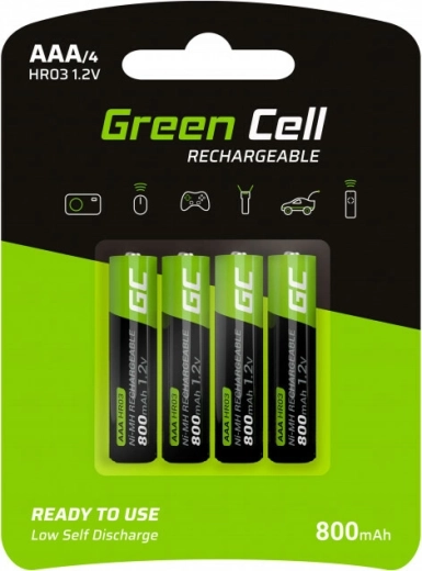 Green Cell AAA HR03 újratölthető akkumulátor 800 mAh, 4 darabos készlet