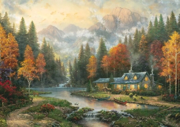 Puzzle Őszi tóparti este 1000 darab