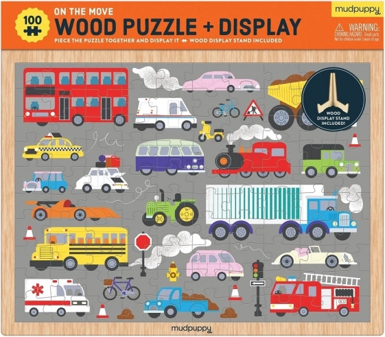 mudpuppy fa puzzle közlekedési eszközök állvánnyal 100 darab