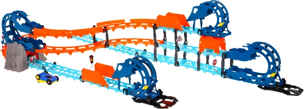 Interaktív versenypálya alagúttal és kétoldalas kisautóval, fényekkel és hangokkal, 80 darab