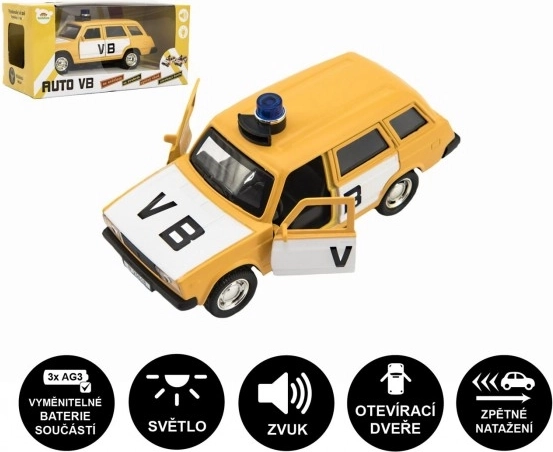 Rendőrautó VB Lada Combi fém/műanyag 12 cm fényekkel és hanggal